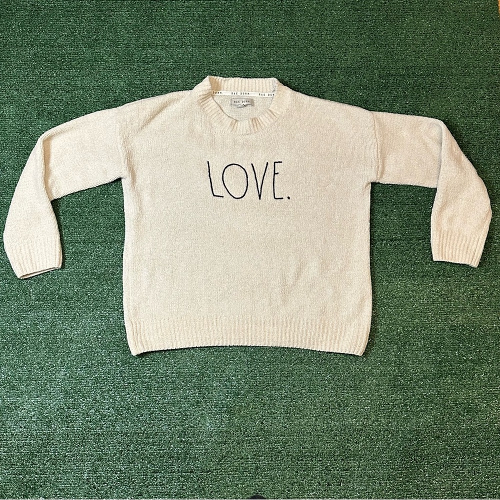 Rae Dunn | “LOVE” Graphic Crew Neck Long Sleeve Sweater Women’s Size Large
